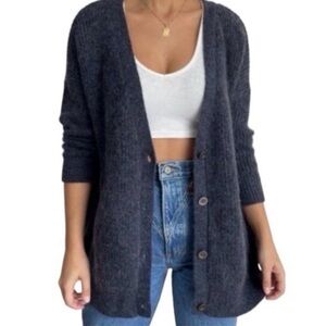 FREE PEOPLE - Alpaca blend Gray-Blue cardigan
